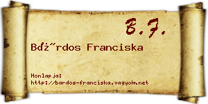Bárdos Franciska névjegykártya